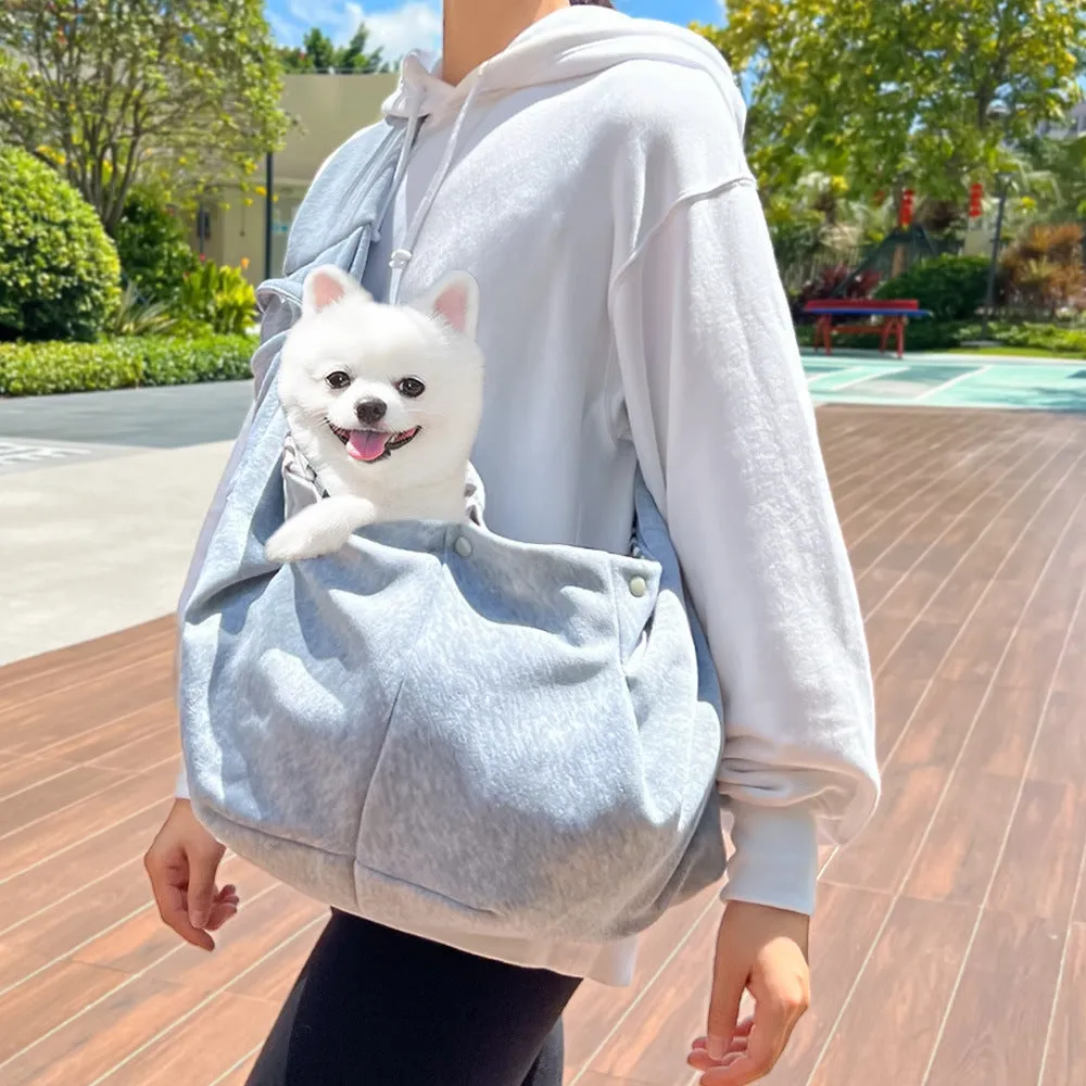 Polyester crossbody pet carrier bag for cats and dogs M size burgundy colour on autumn outing