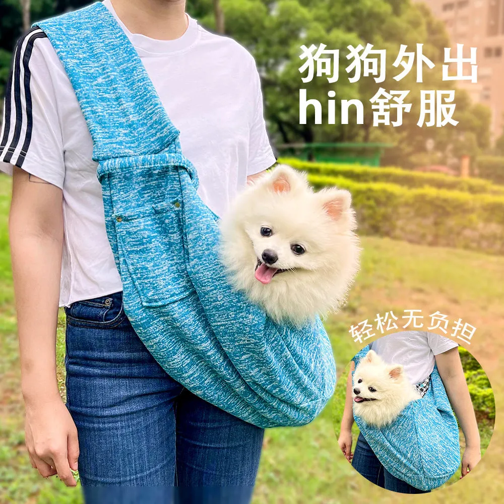 Polyester crossbody pet carrier bag for cats and dogs M size burgundy colour on autumn outing