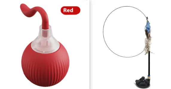 Interactive cat toy ball with three modes and chirping bird sound on a wooden floor