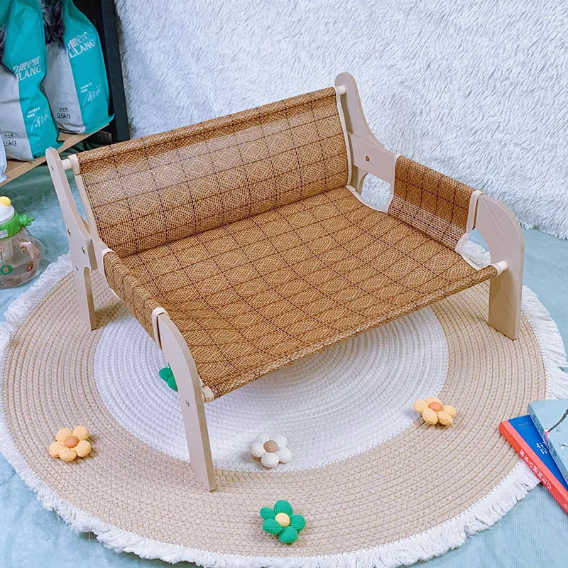 Four Seasons plus size cat nest hammock 52x42x29cm with wooden frame and bear cushion