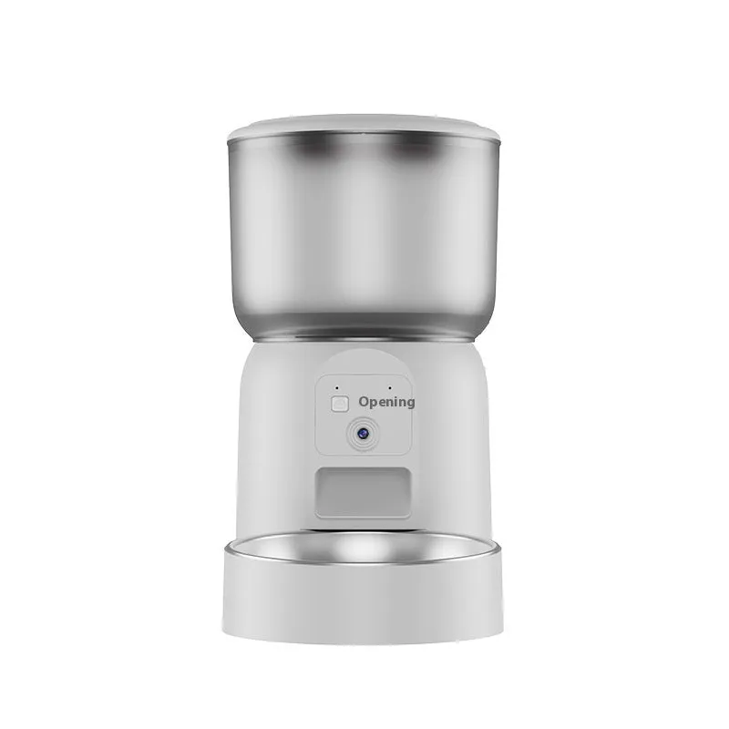 White Pet Intelligence automatic pet feeder with stainless steel food tray and moisture-proof design for dogs and cats