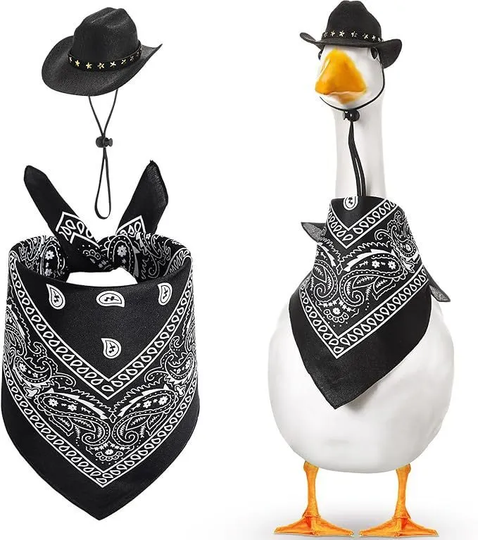 Western cowboy hat and saliva towel suit monochrome printed denim style garden party set six colour options