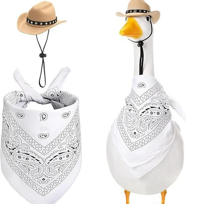 Western cowboy hat and saliva towel suit monochrome printed denim style garden party set six colour options