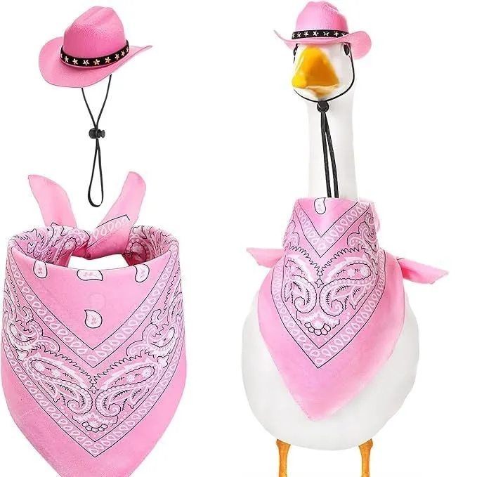 Western cowboy hat and saliva towel suit monochrome printed denim style garden party set six colour options