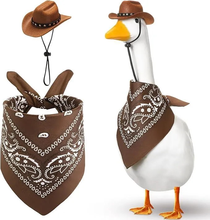 Western cowboy hat and saliva towel suit monochrome printed denim style garden party set six colour options