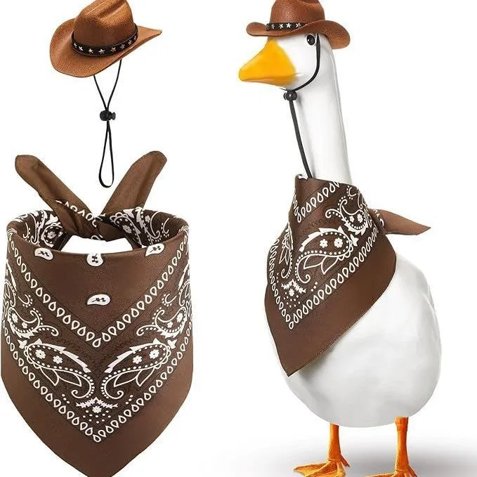Western cowboy hat and saliva towel suit monochrome printed denim style garden party set six colour options