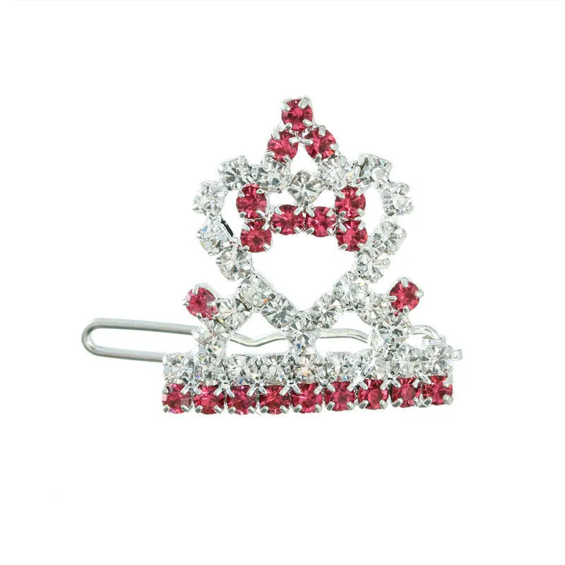 3cm princess crown barrette for small dogs and cats in pink colour decorative pet hair clip