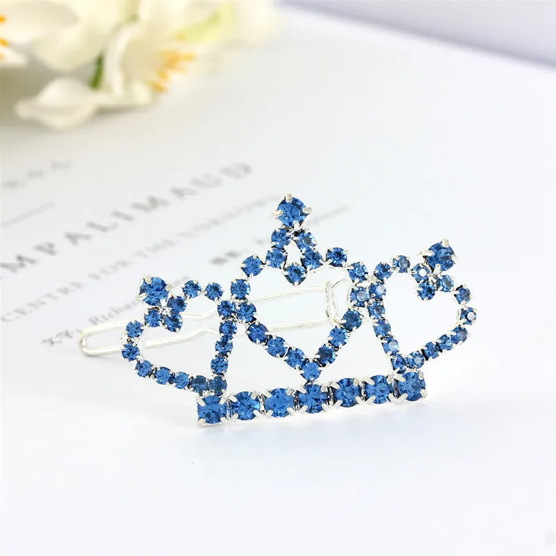 Rhinestone crown headdress pet decoration with 5CM hair clip in White Pink and Blue