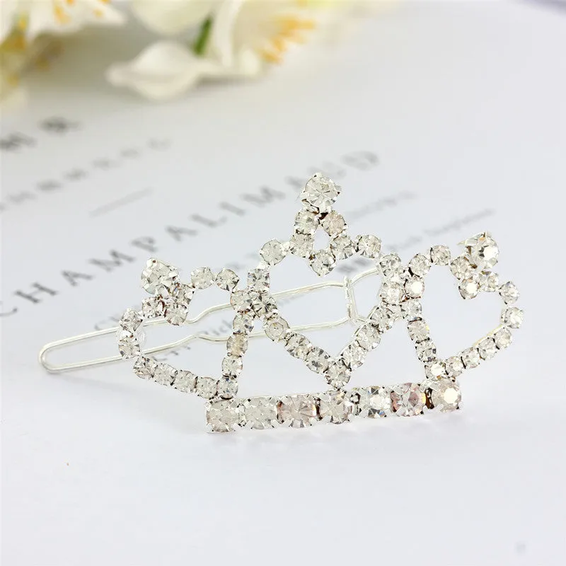 Rhinestone crown headdress pet decoration with 5CM hair clip in White Pink and Blue