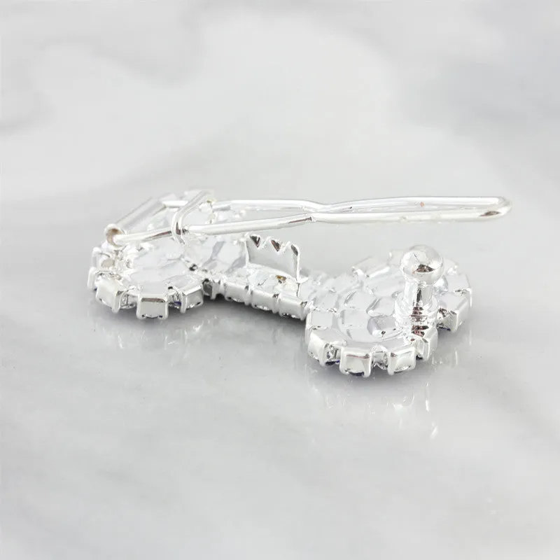 Small dog bone diamond ornament barrette in white, casual hair clip for pet lovers