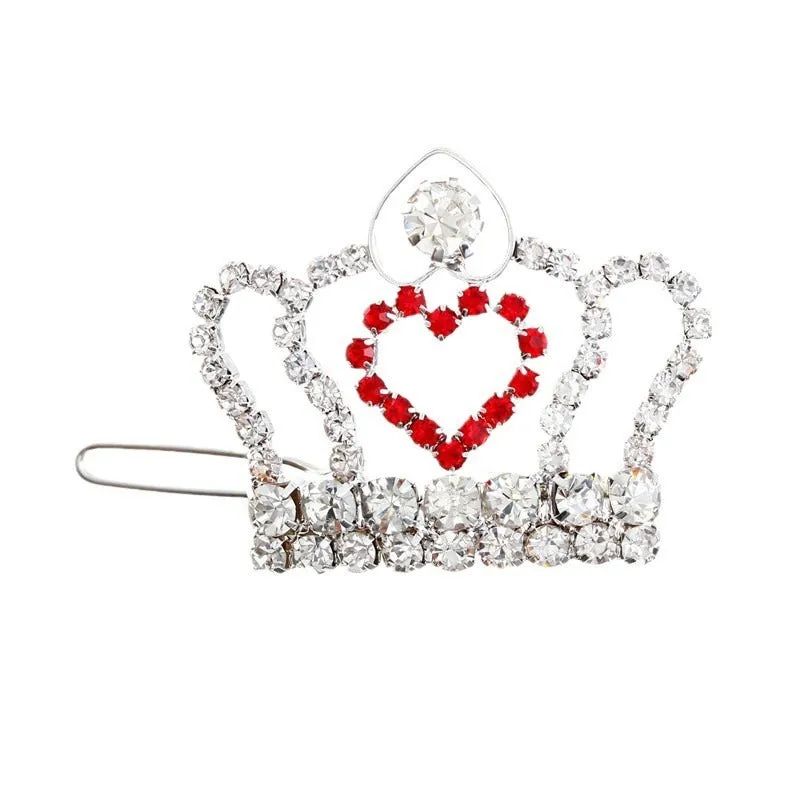 Rhinestone small crown barrette for dogs and cats, princess style, made from copper and metal, as shown in picture