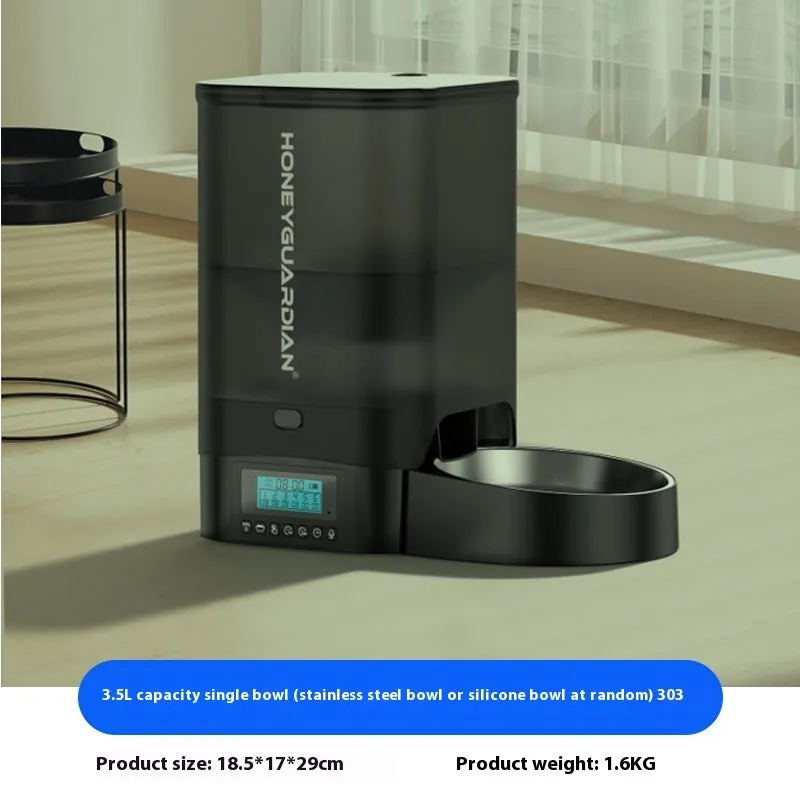 Standard colour smart automatic pet feeder for cats with 5L double bowl and USB power