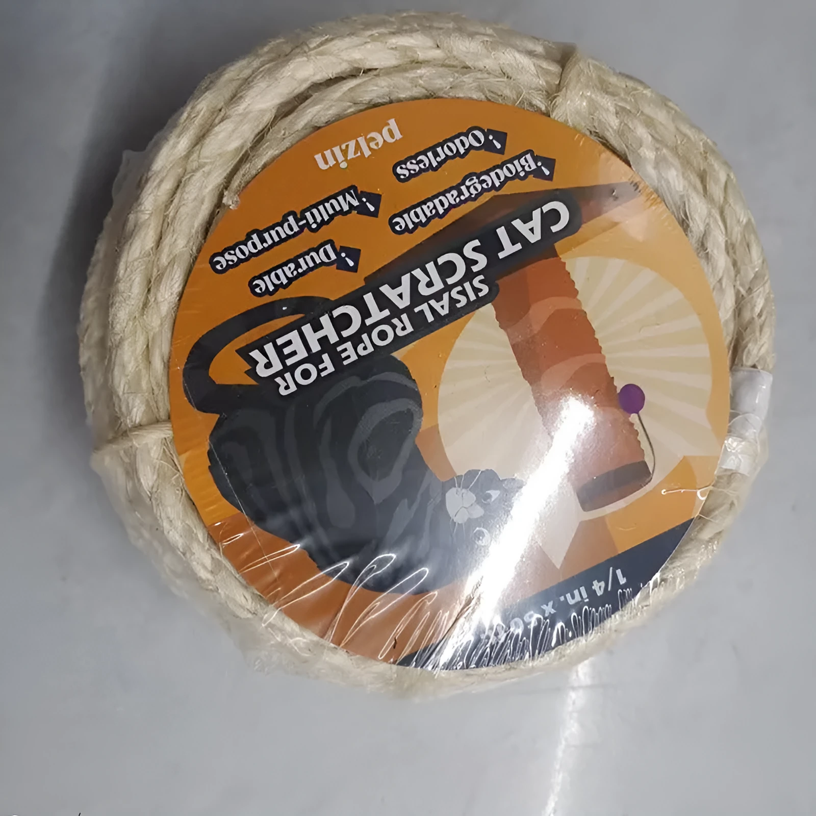 Natural sisal hemp rope for cat scratching poles in Bleach White colour, 30 m length