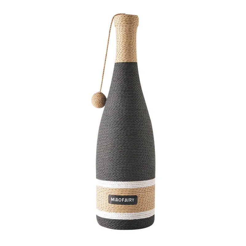 Vertical cat scratching post with suction cup base, 16x16x60cm, hemp rope texture, includes cat teaser toy
