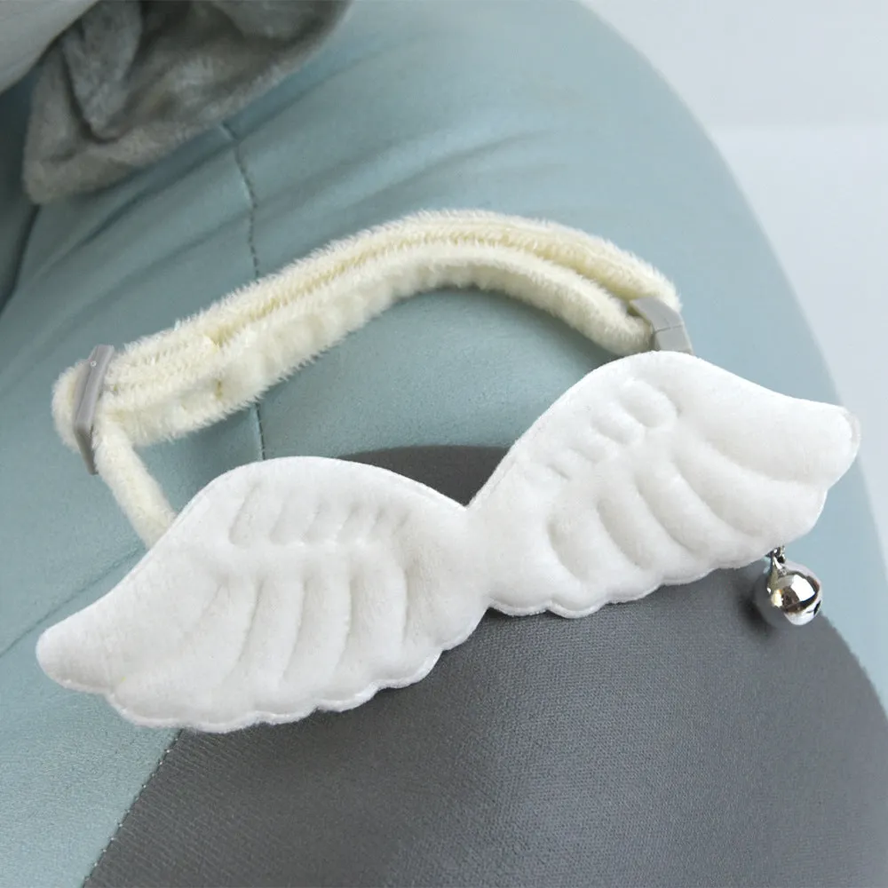 Creative Pet Cat Angel Wings Bell Collar in white, polyester adjustable 20-35cm, with bell