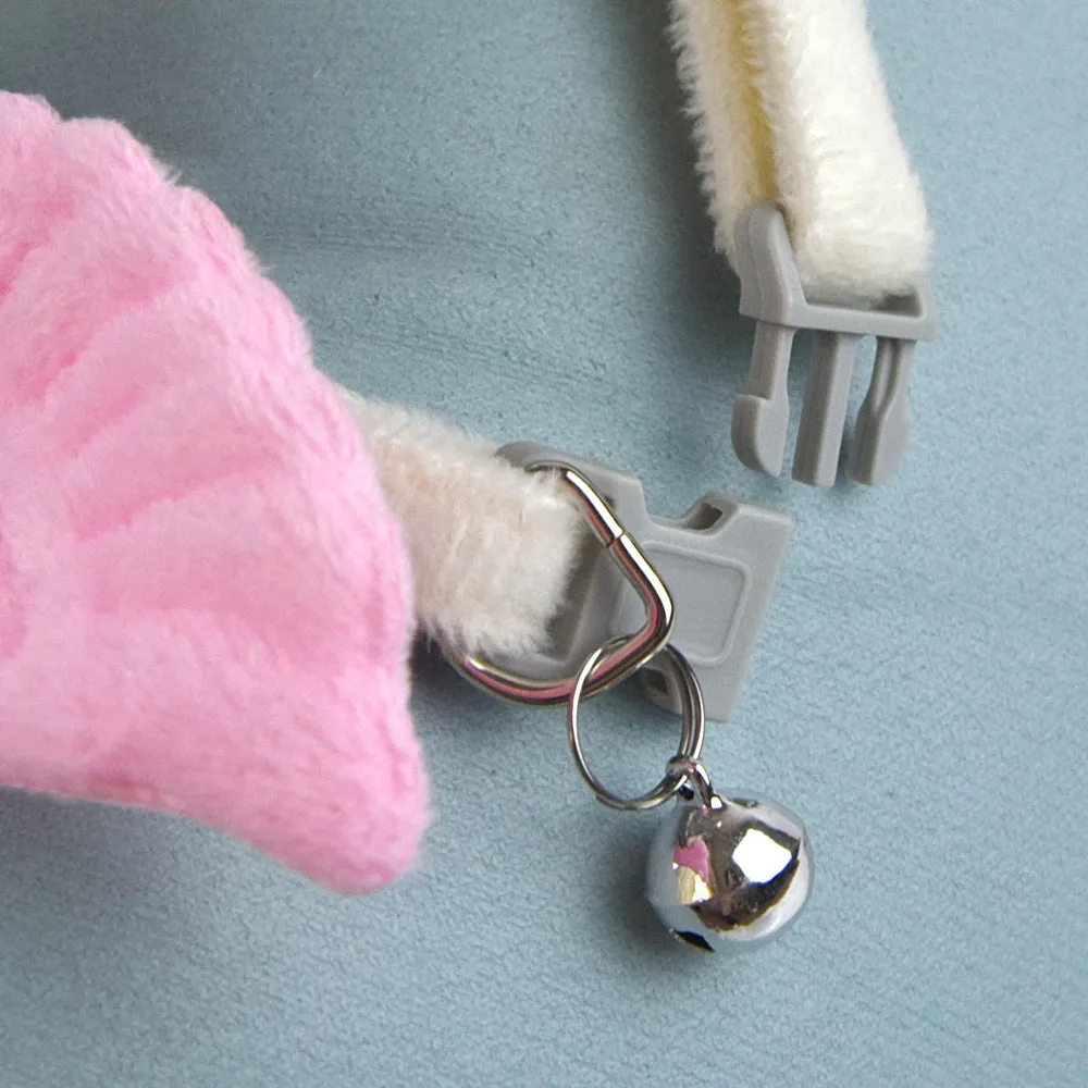 Creative Pet Cat Angel Wings Bell Collar in white, polyester adjustable 20-35cm, with bell