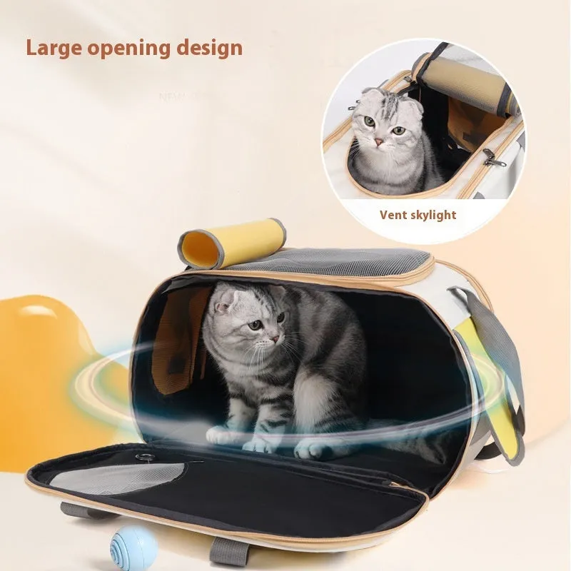 Large foldable canvas pet carrier bag in black, green, or yellow with a single shoulder strap.