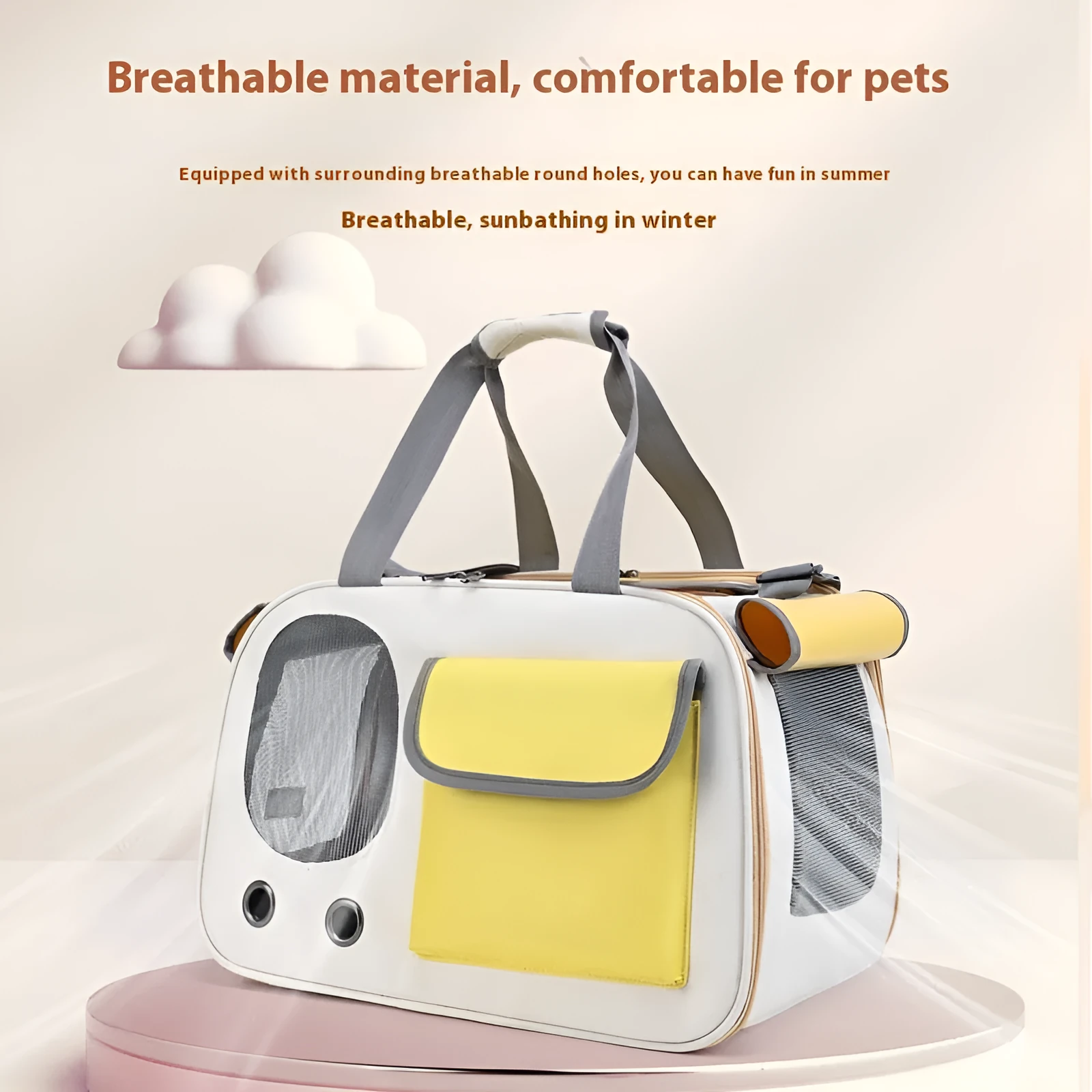 Large foldable canvas pet carrier bag in black, green, or yellow with a single shoulder strap.