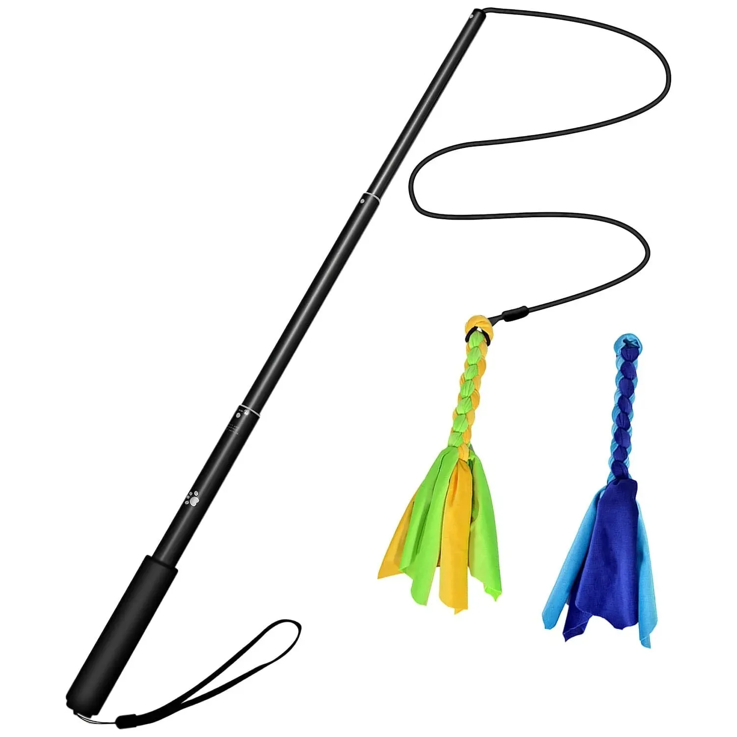 Telescopic aluminium alloy dog teasing stick, black small size, isolated on white background
