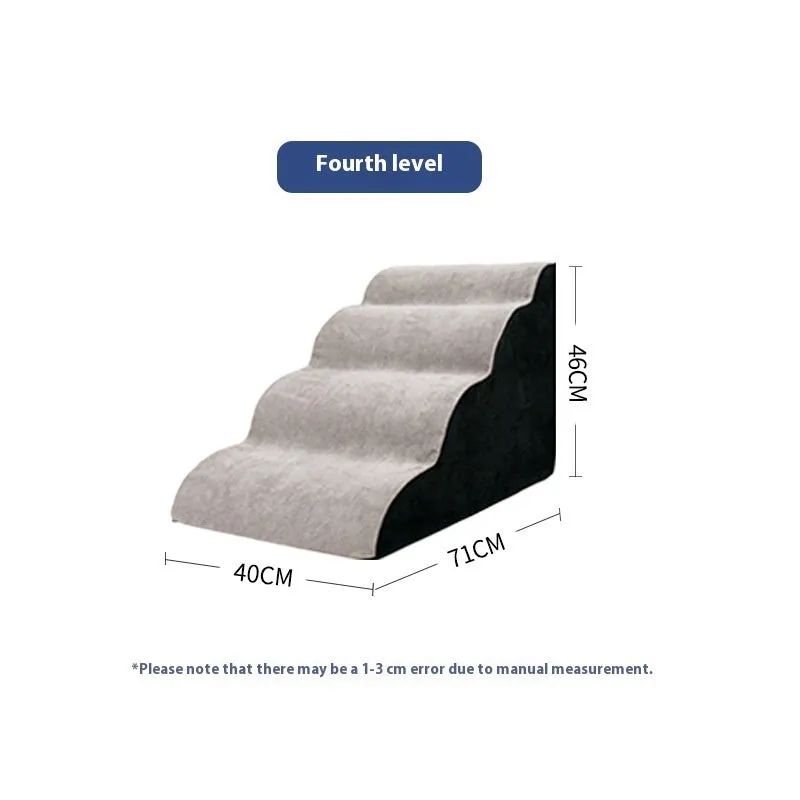 Wave pet stairs for small dogs in cloth fabric with multi-level slope options and colour choices including beige, gray, black, khaki, and tiger embroidery