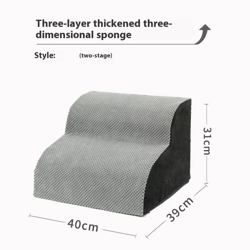 Wave pet stairs for small dogs in cloth fabric with multi-level slope options and colour choices including beige, gray, black, khaki, and tiger embroidery