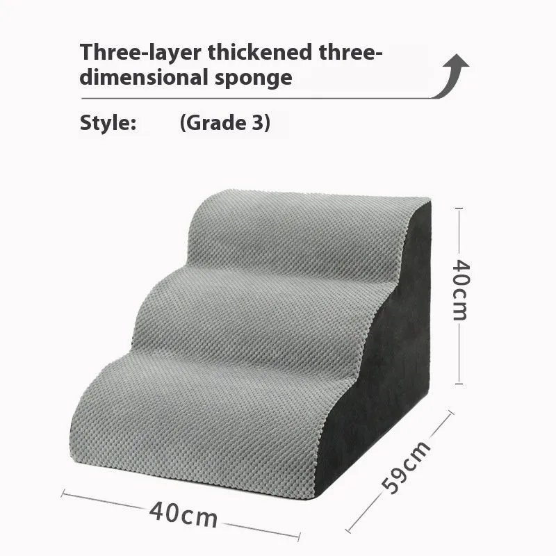 Wave pet stairs for small dogs in cloth fabric with multi-level slope options and colour choices including beige, gray, black, khaki, and tiger embroidery