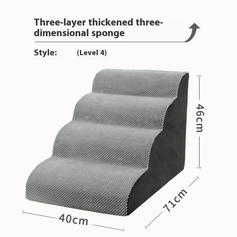 Wave pet stairs for small dogs in cloth fabric with multi-level slope options and colour choices including beige, gray, black, khaki, and tiger embroidery