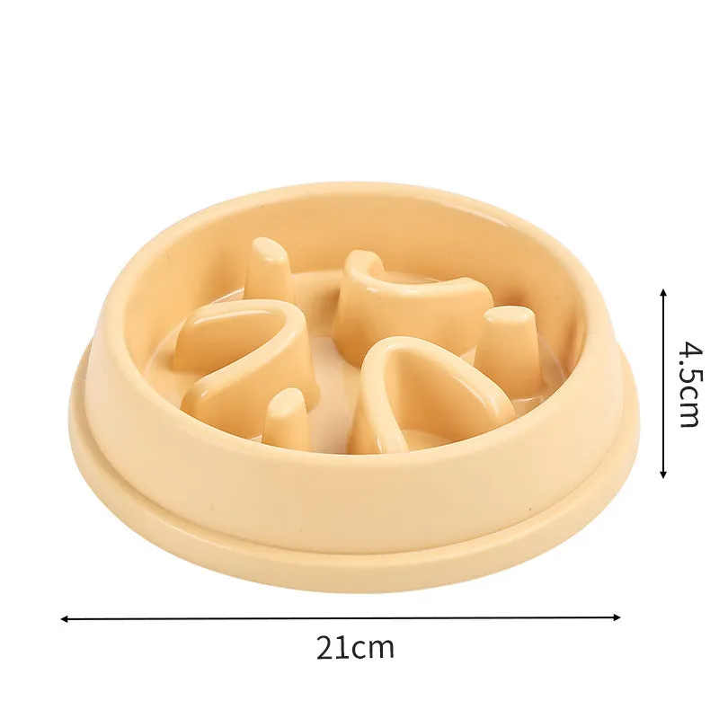 Slow food non-slip anti-tumble plastic pet bowl in blue circular section style