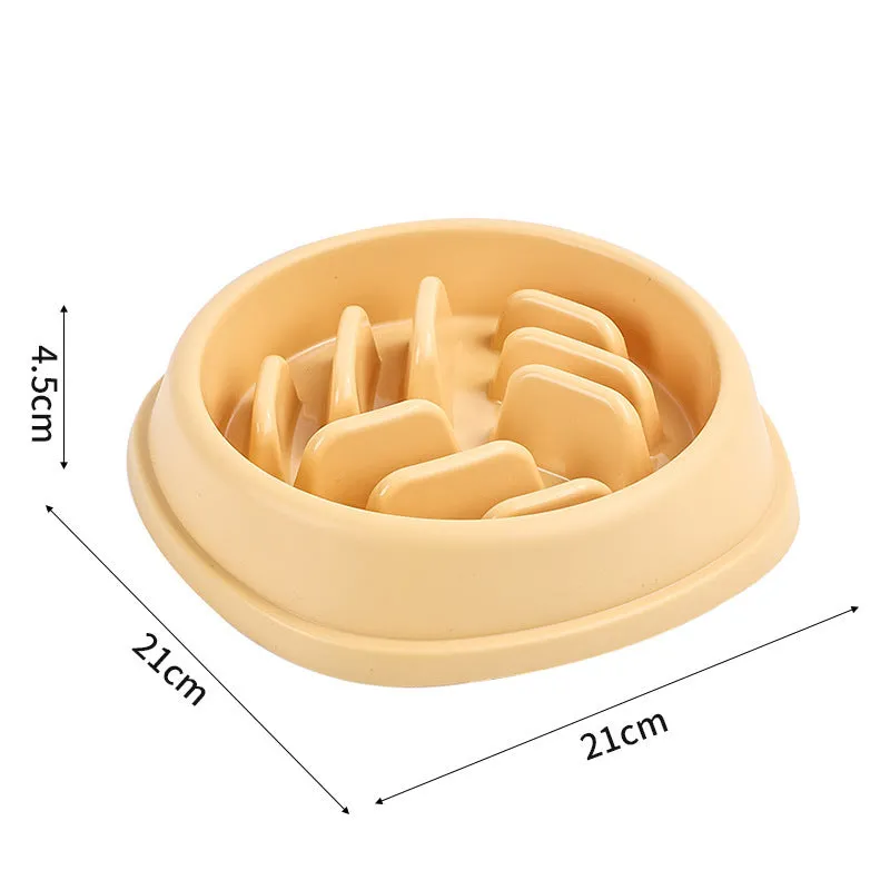 Slow food non-slip anti-tumble plastic pet bowl in blue circular section style