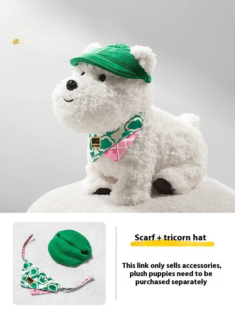 Babycare West Highland plush puppy dog clothes set with scarf and hat in astronaut style