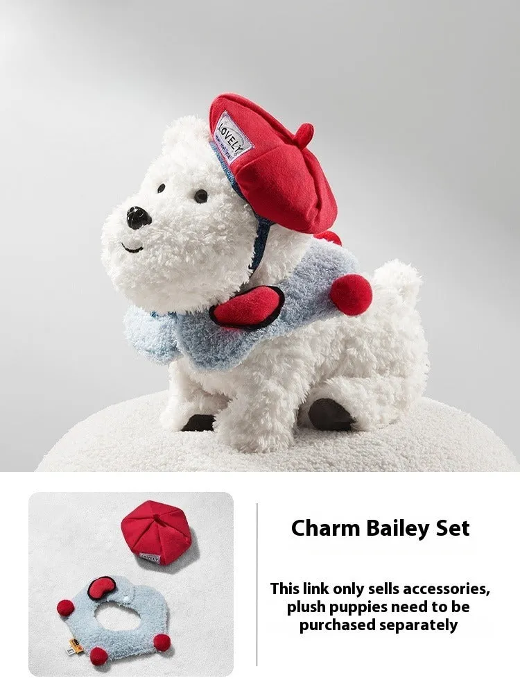 Babycare West Highland plush puppy dog clothes set with scarf and hat in astronaut style