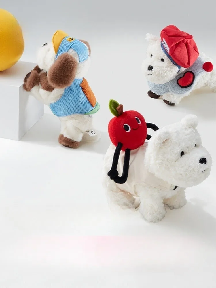 Babycare West Highland plush puppy dog clothes set with scarf and hat in astronaut style