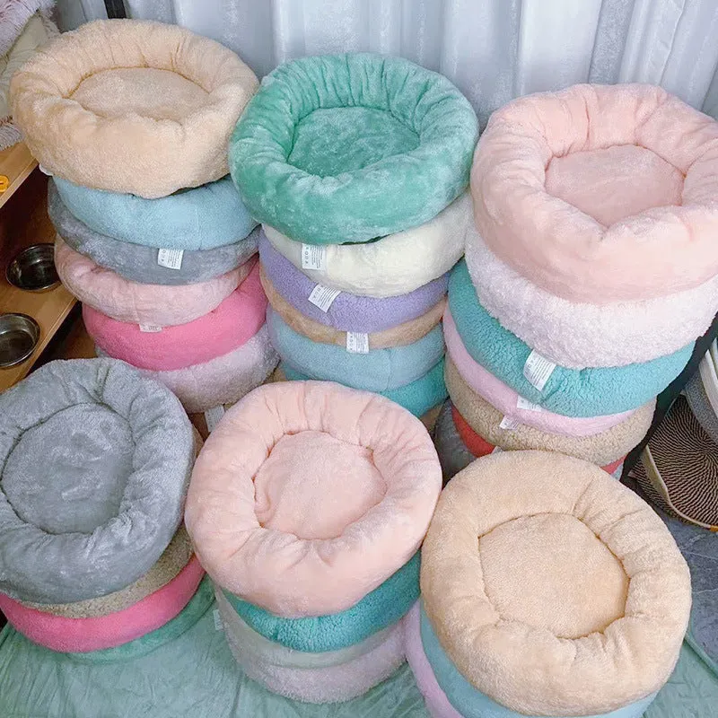 Small and medium pet bed dog mat in soft cloth, available in 35cm 45cm 58cm outer diameter sizes