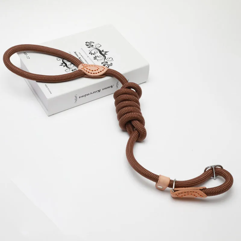 Nylon slip lead training dog leash in black with rope thickness options from 0.8cm to 1.6cm