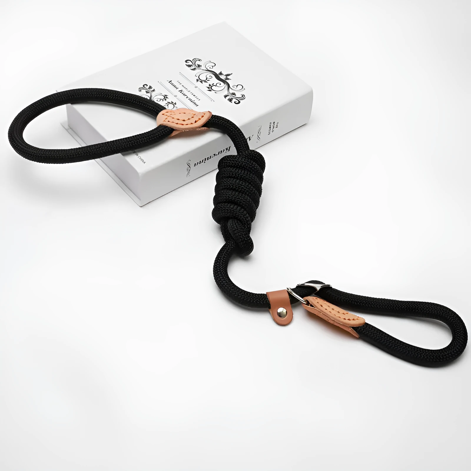 Nylon slip lead training dog leash in black with rope thickness options from 0.8cm to 1.6cm