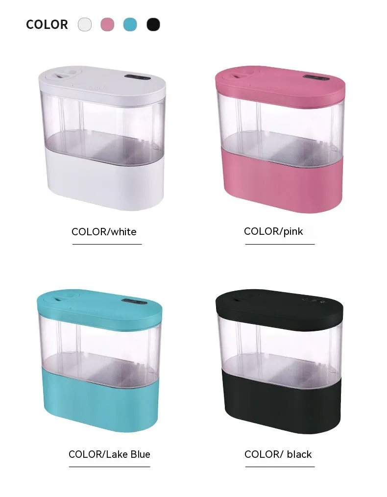 Desktop self-circulation mini aquarium with LED light and USB pump in black plastic
