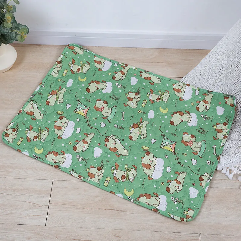 Reusable washable pet urine pad with colourful animal print and waterproof backing