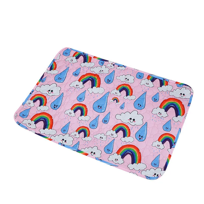 Reusable washable pet urine pad with colourful animal print and waterproof backing