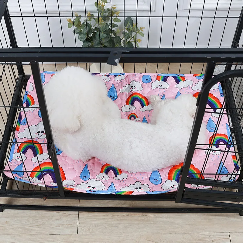 Reusable washable pet urine pad with colourful animal print and waterproof backing