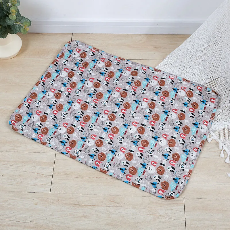 Reusable washable pet urine pad with colourful animal print and waterproof backing
