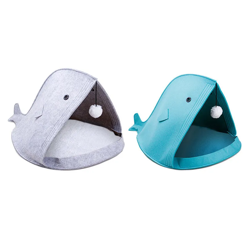 Foldable felt pet nest 40x40x50cm in grey colour with removable cover