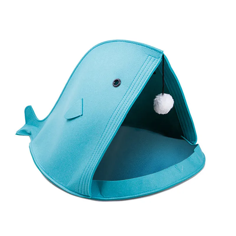 Foldable felt pet nest 40x40x50cm in grey colour with removable cover