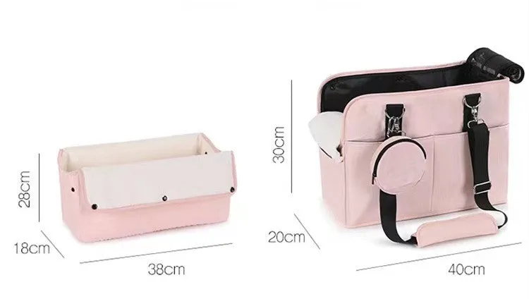 Korean summer portable dog bag in pink nylon solid colour for small pets