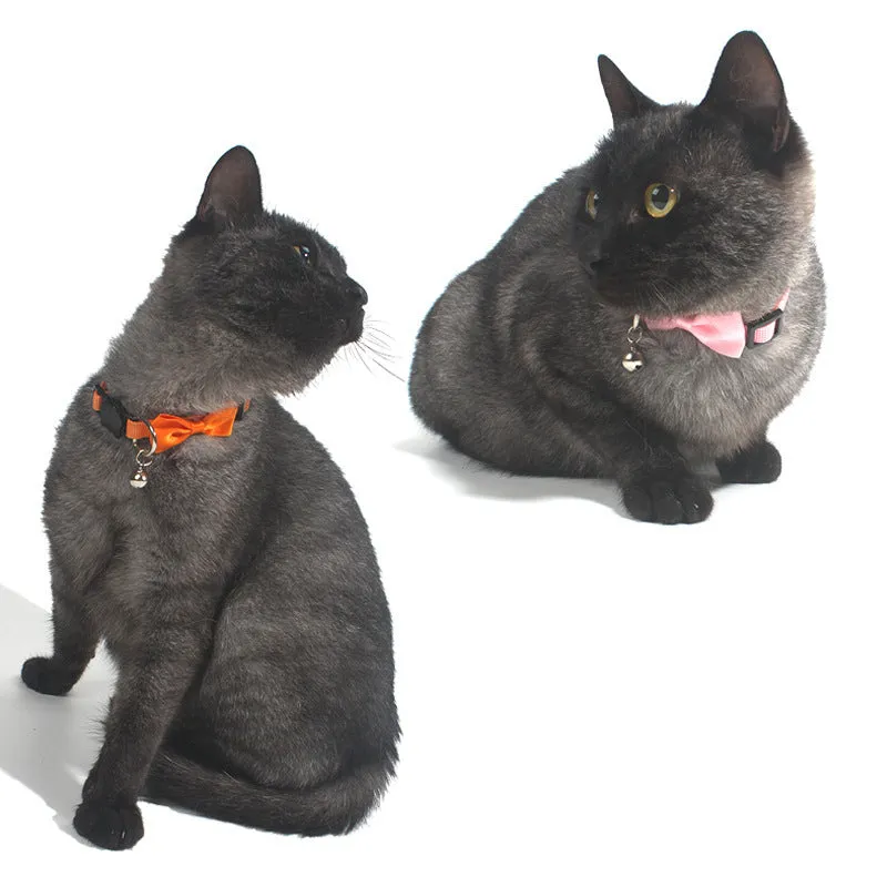 Adjustable nylon pet collar with striped cartoon pattern and bell in multiple colour options