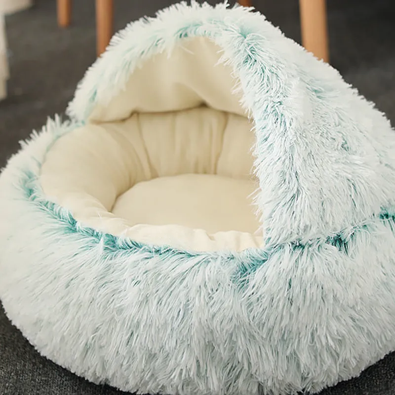 Semi-enclosed cat litter box in crystal velvet fabric, gentleman gray colour, 40cm diameter