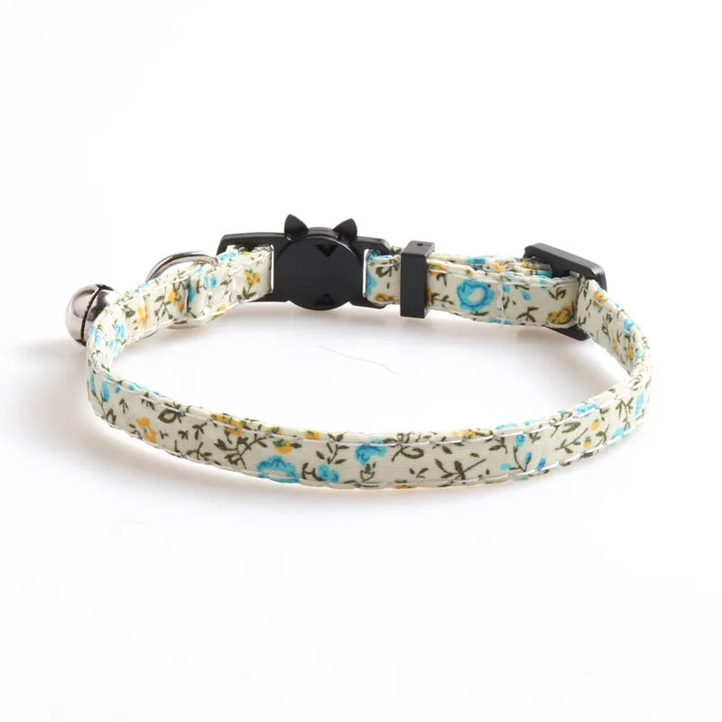 Idyllic cat collar made from soft cotton fabric in Brown colour with bow attached