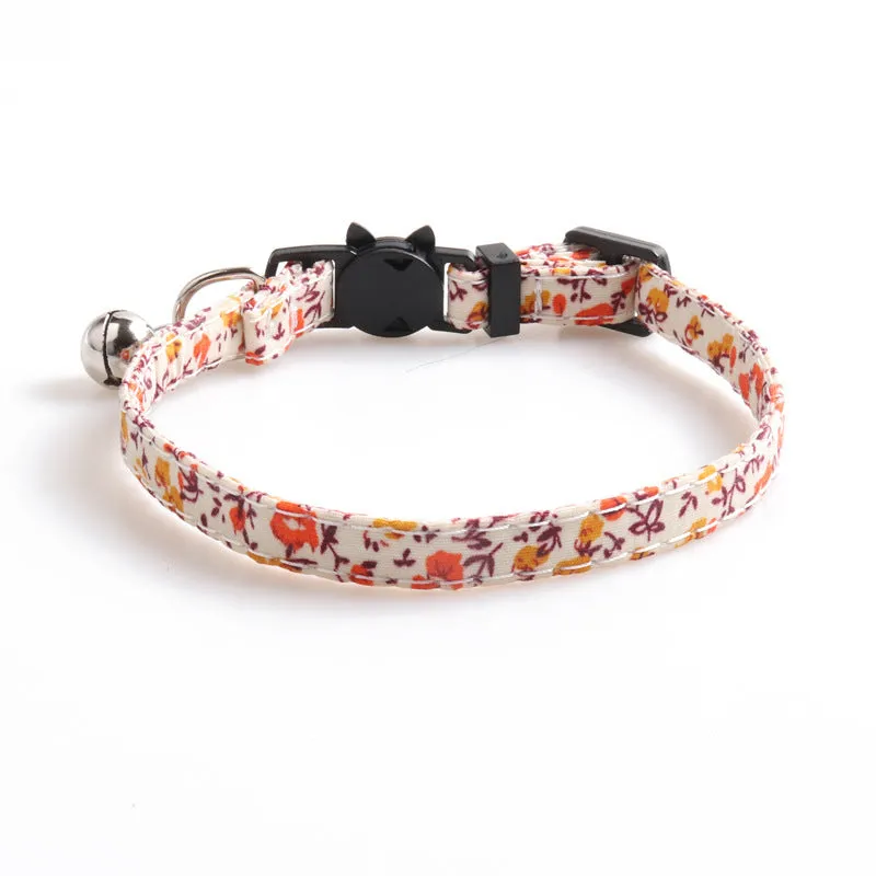Idyllic cat collar made from soft cotton fabric in Brown colour with bow attached