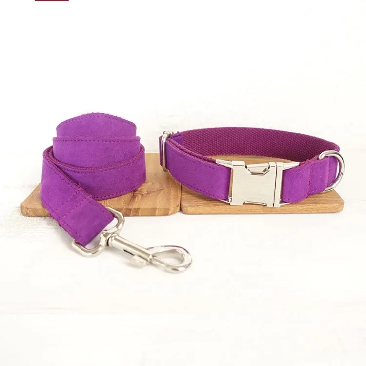 Purple velvet dog bow tie polyester accessory for collars in multiple sizes
