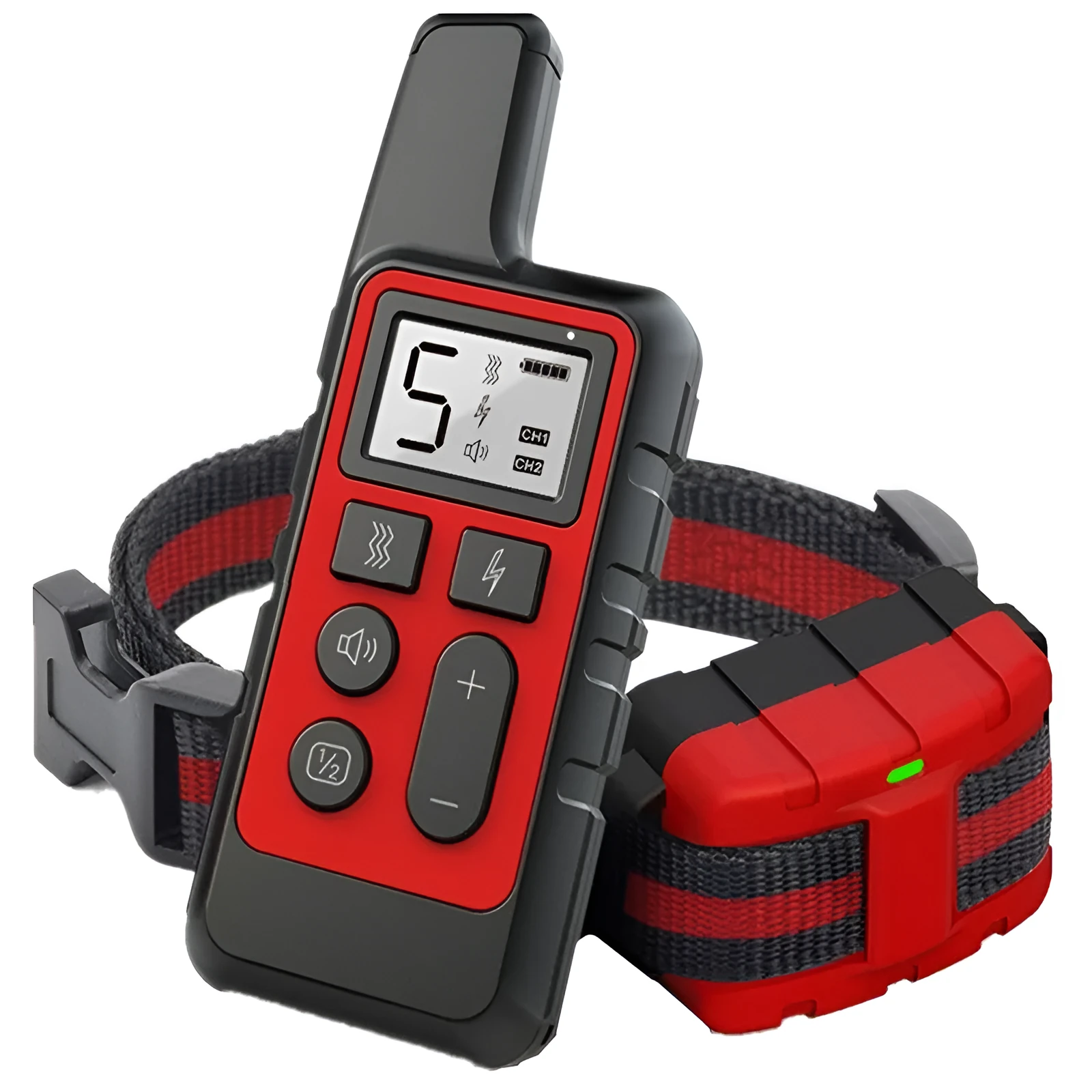 Dog training collar remote transmitter and waterproof receiver with LCD display and three training modes