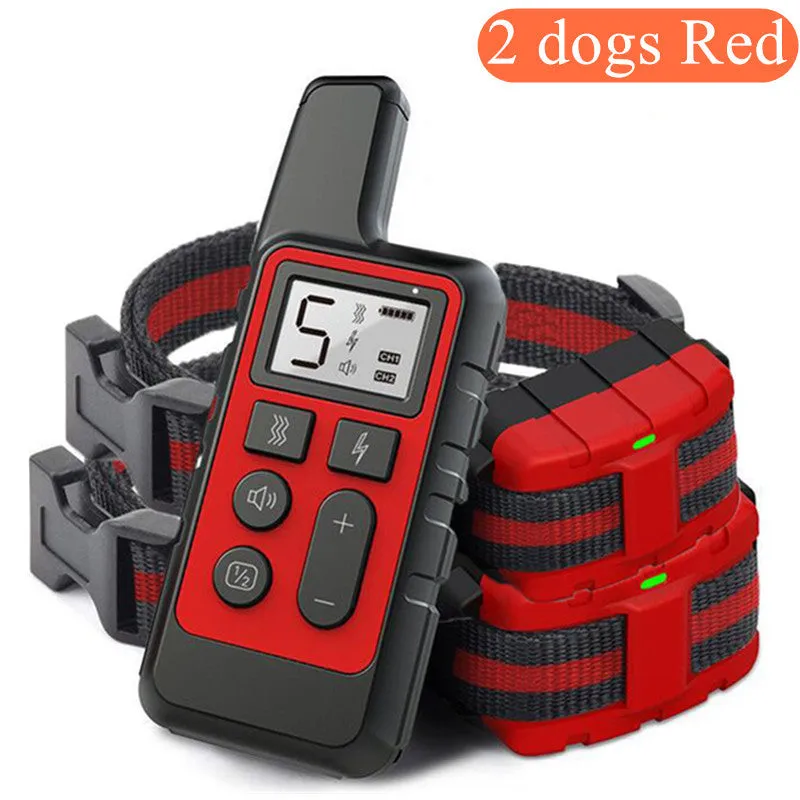Dog training collar remote transmitter and waterproof receiver with LCD display and three training modes